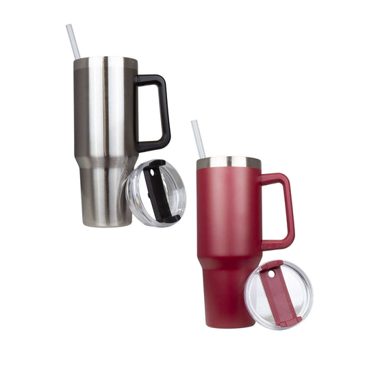 XL ISO-Thermobecher 1200 ml 2er pack silber+rot