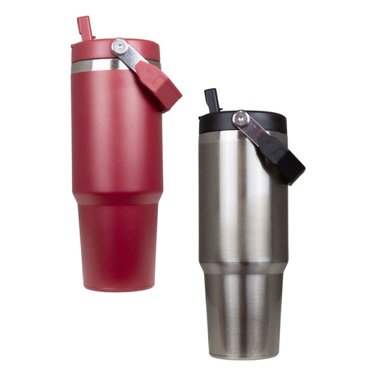 ISO-Thermobecher 900ml 2er Pack silber+rot