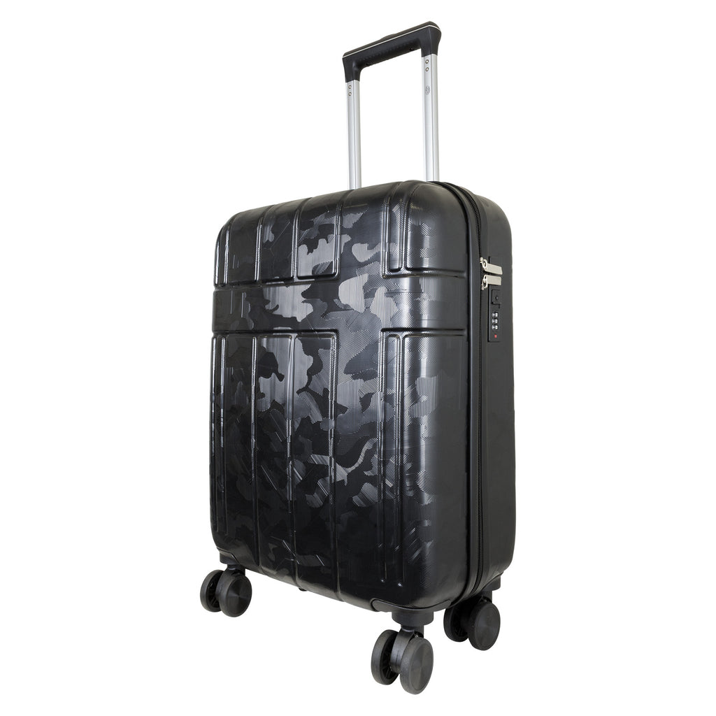 ABS Handgepäck Koffer Camo Größe S mit 4 Doppelrädern und Zahlenschloss - robust und klassisches Design.