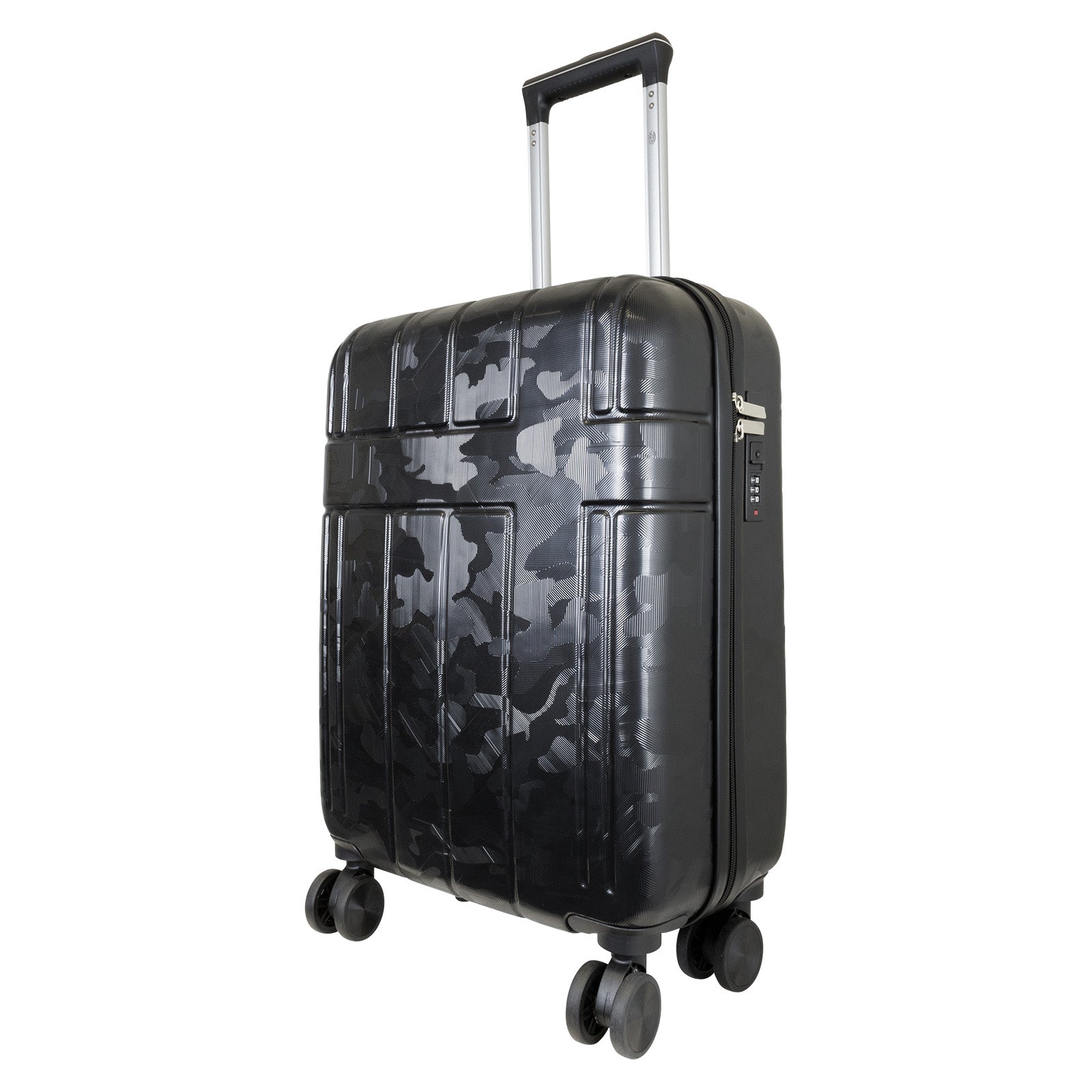 ABS Handgepäck Koffer Camo Größe S mit 4 Doppelrädern und Zahlenschloss - robust und klassisches Design.