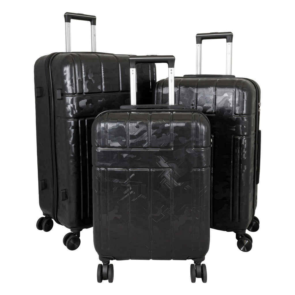 Urban Camouflage ABS-Hartschalen-Kofferset 3tlg Adventure Line in DarkGreen DarkRed ShinyBlack