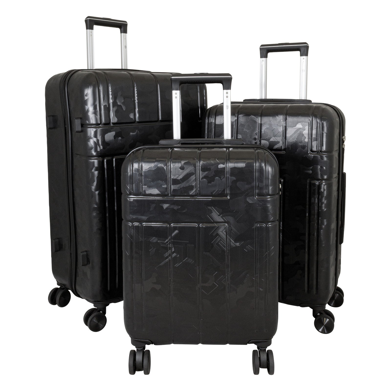 Urban Camouflage ABS-Hartschalen-Kofferset 3tlg Adventure Line in DarkGreen DarkRed ShinyBlack