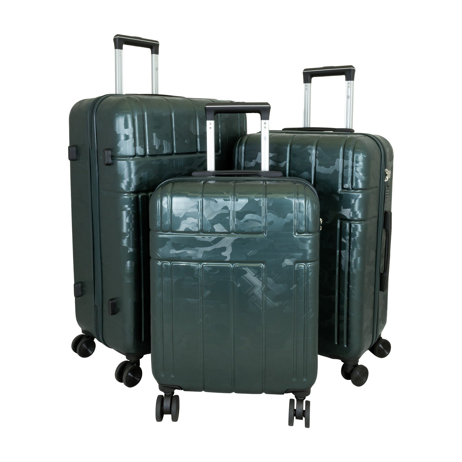 Hartschalen-Kofferset 3tlg Camouflage Flecktarn dunkel-grün
