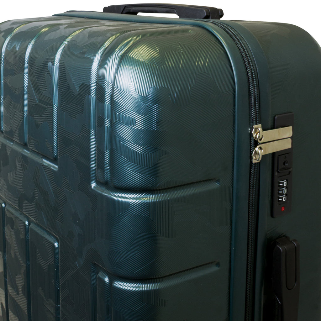 Hartschale Großer Reisekoffer Camouflage Flecktarn dunkel-grün
