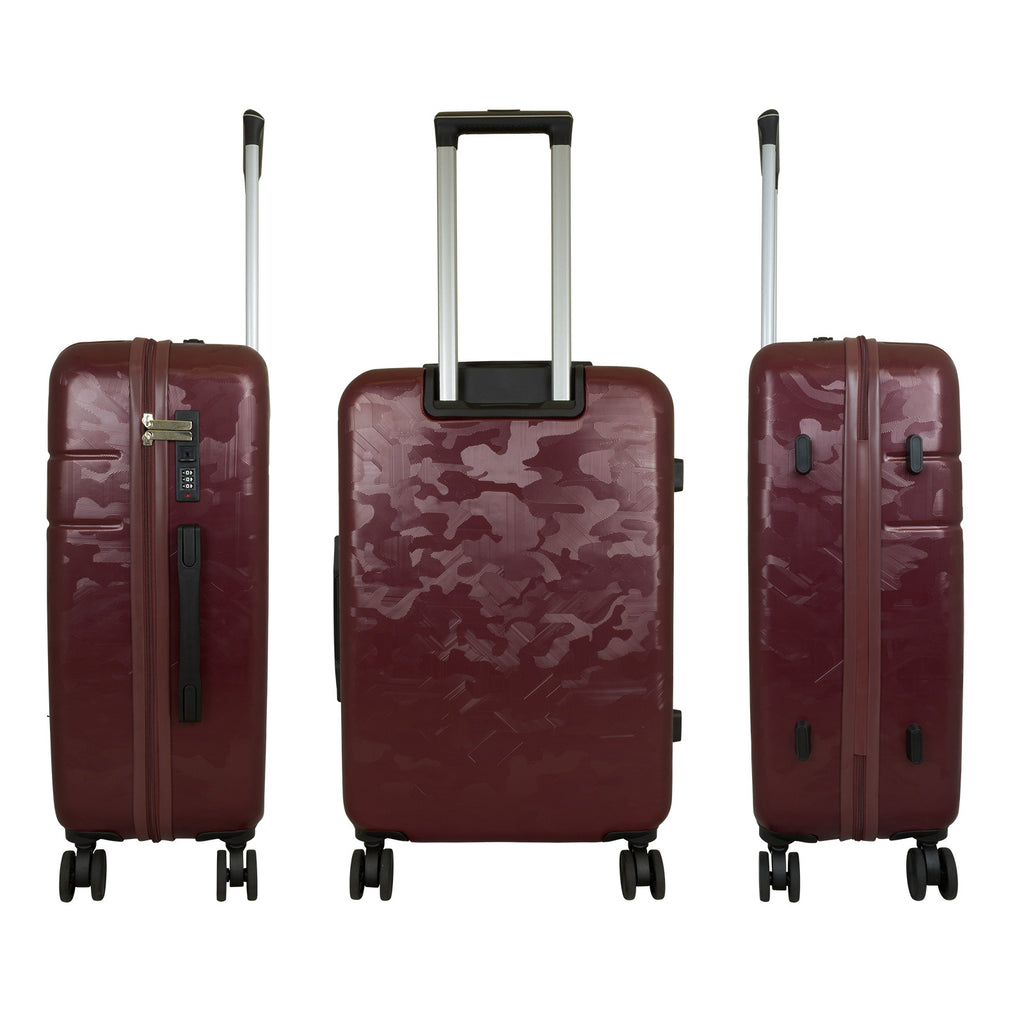 Hartschalen-Kofferset 3tlg Camouflage Flecktarn dunkel-rot