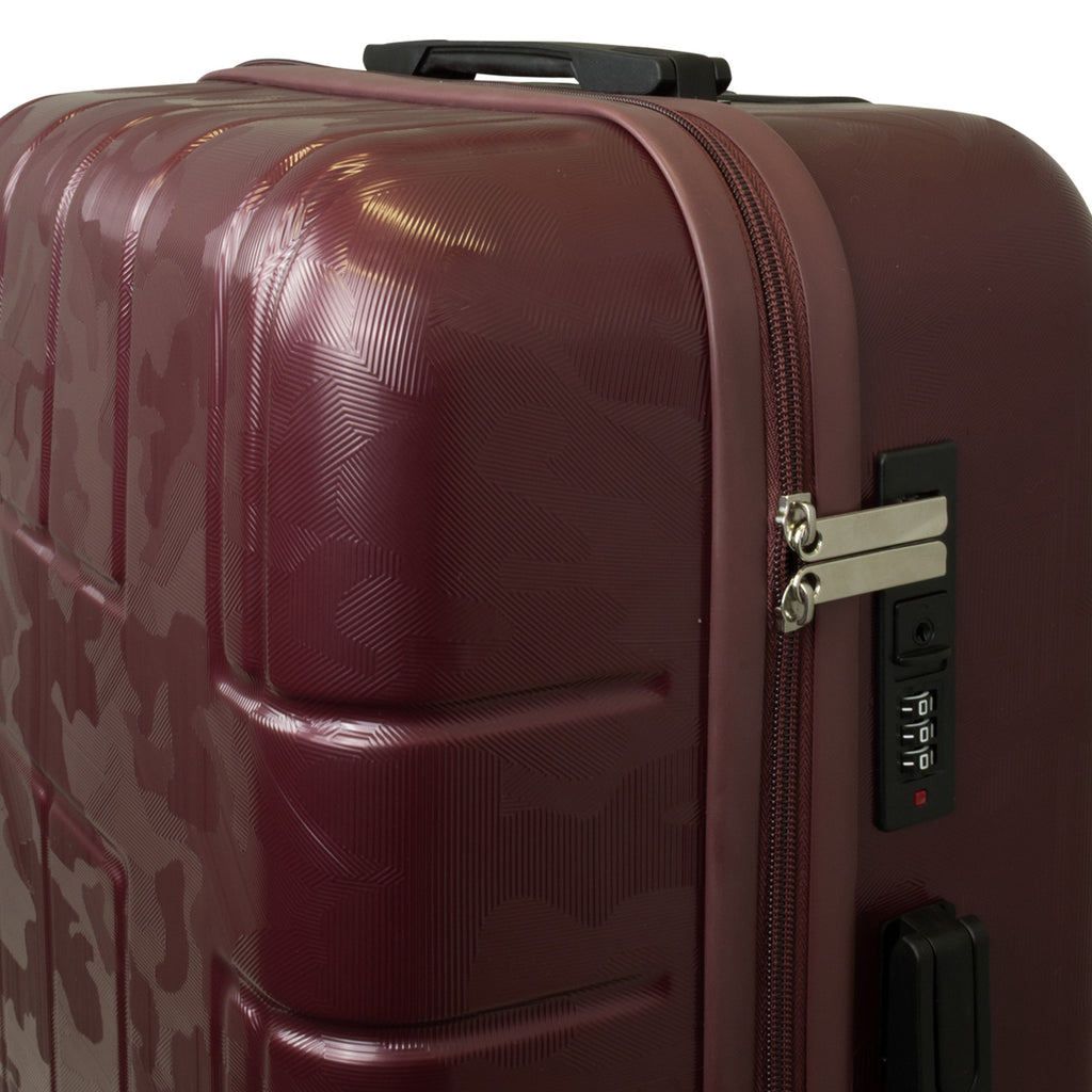 Hartschalen-Kofferset 3tlg Camouflage Flecktarn dunkel-rot