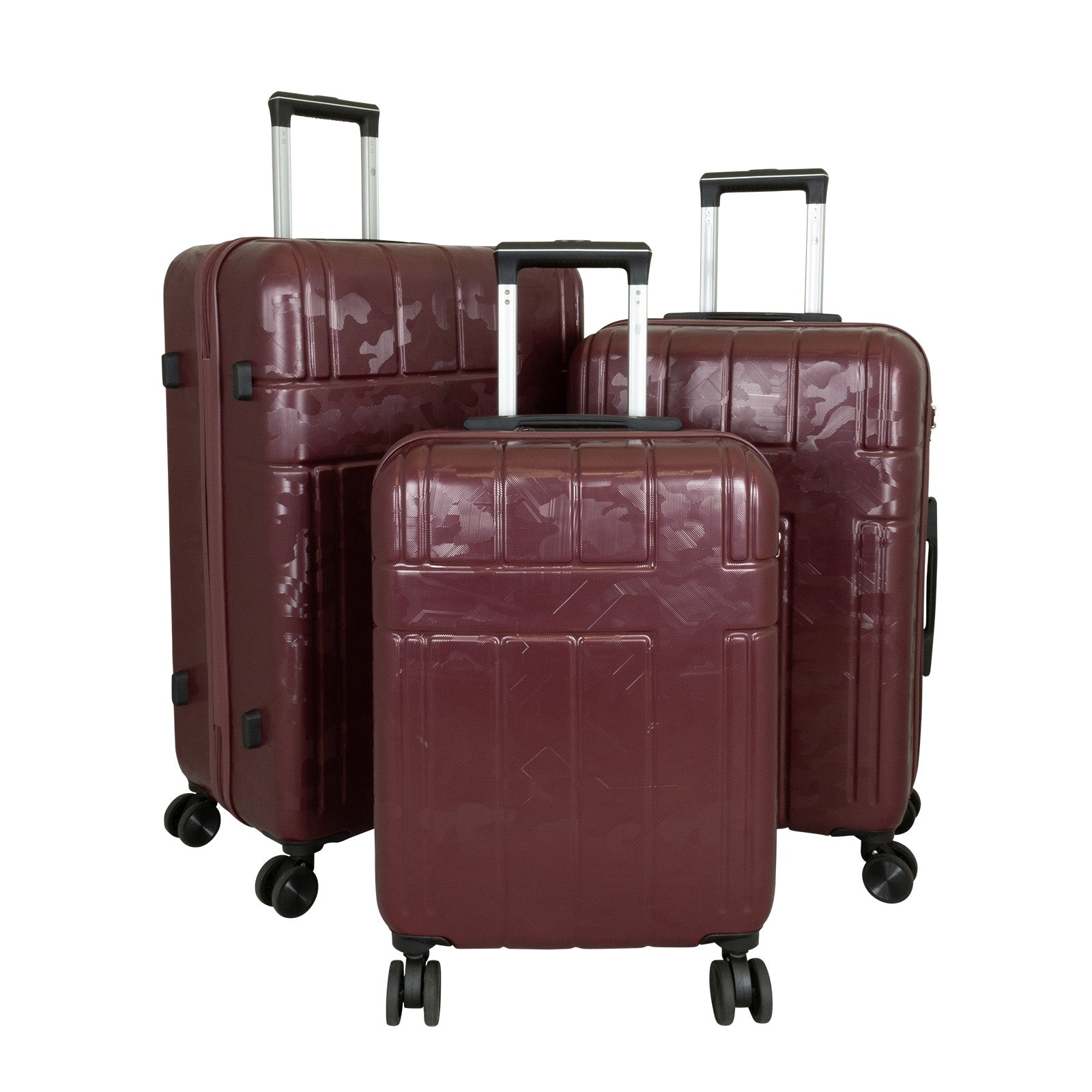 Urban Camouflage ABS-Hartschalen-Kofferset 3tlg Adventure Line in DarkGreen DarkRed ShinyBlack