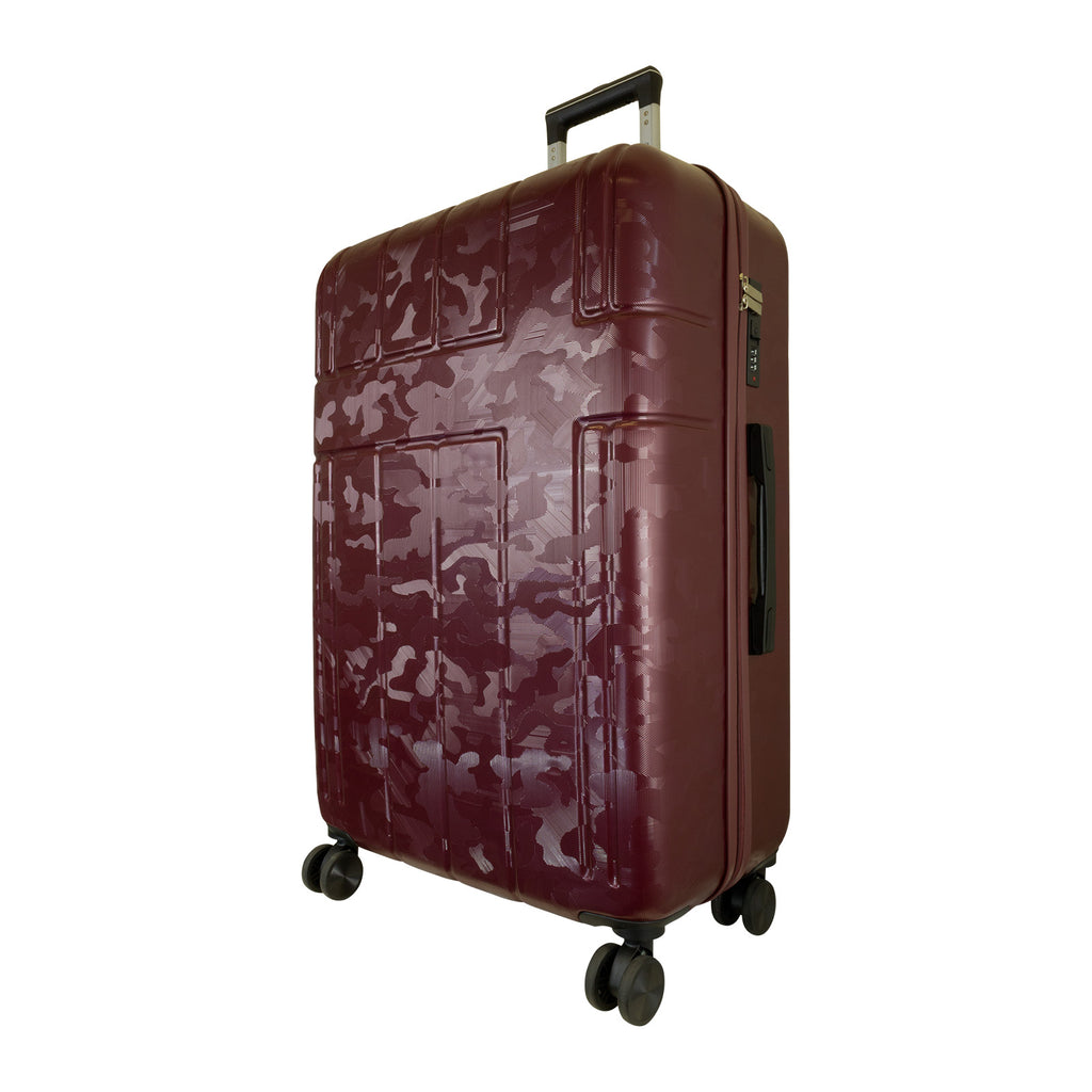 Hartschale Großer Reisekoffer Camouflage Flecktarn dunkel-rot