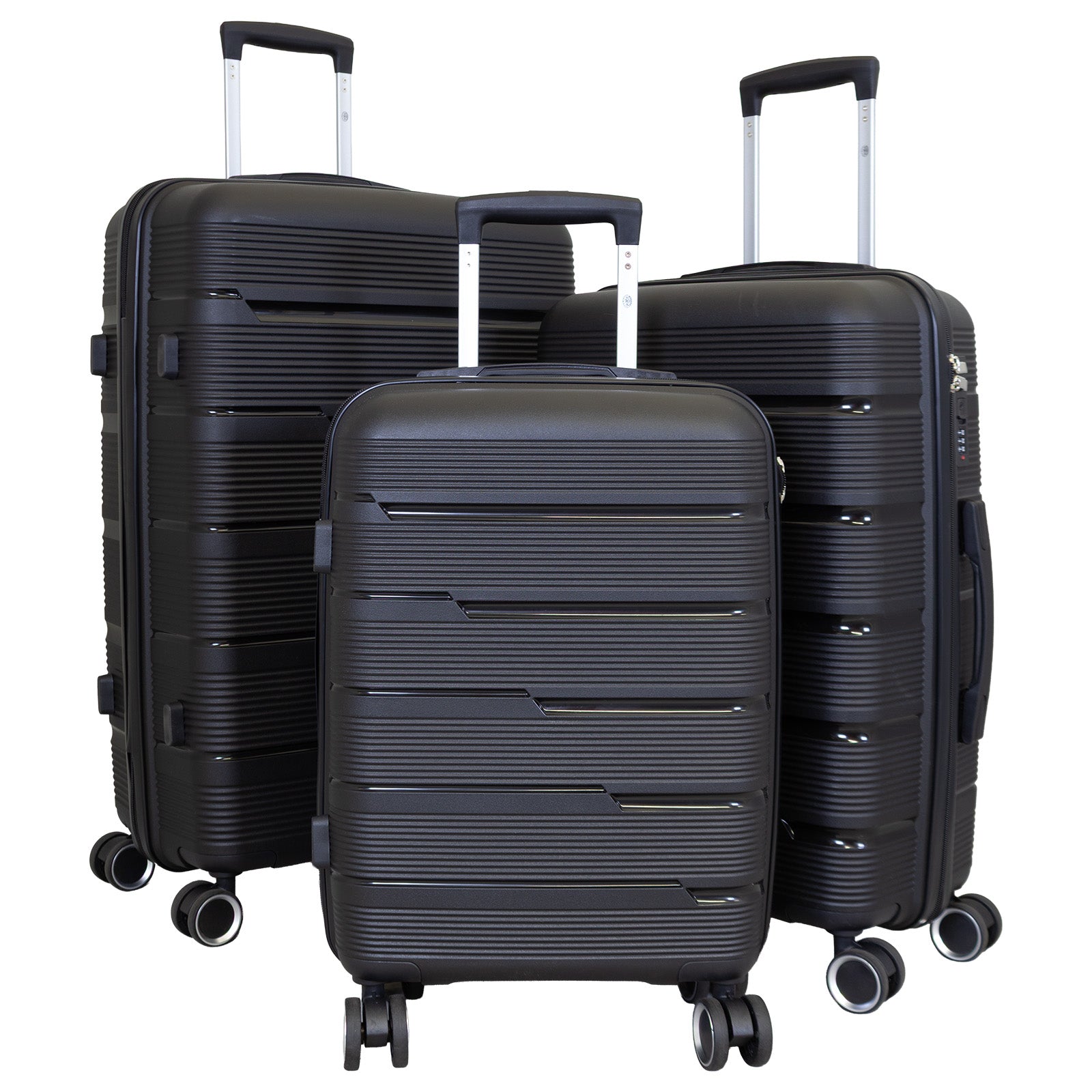 Hartschalen PP Kofferset 3tlg Aruba schwarz