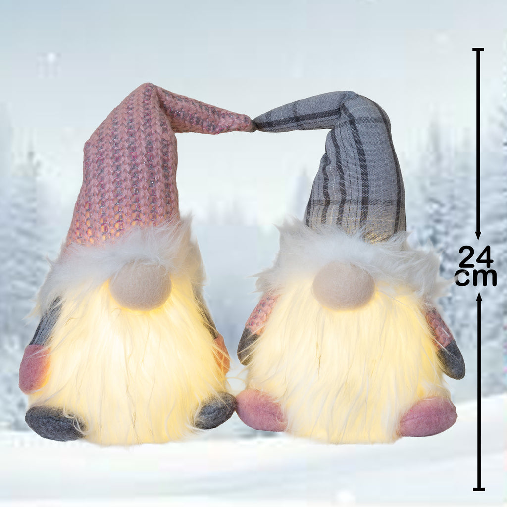 Wichtel mit LED sitzend 24cm (36cm) 2 Designs leuchtet warmweiß