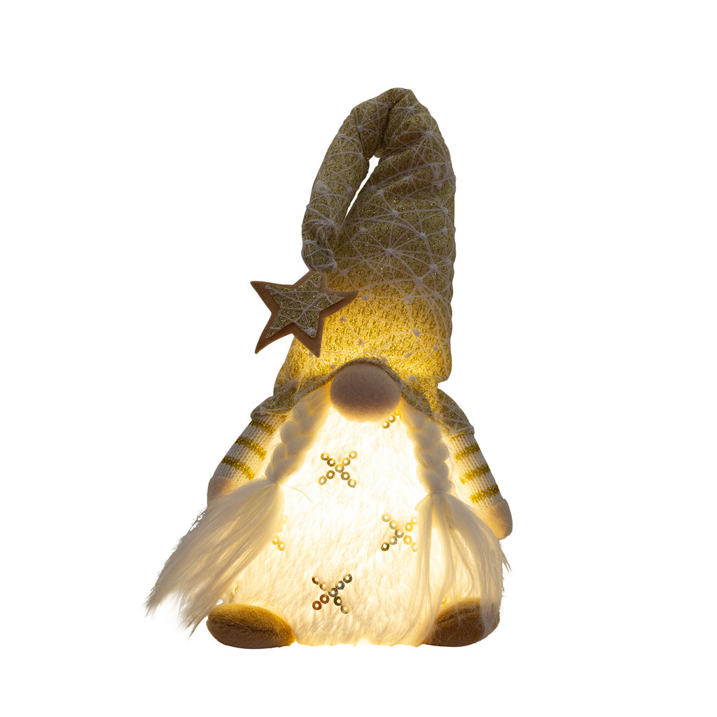 Wichtel mit LED sitzend 25cm (42cm) 2 Designs leuchtet warmweiß