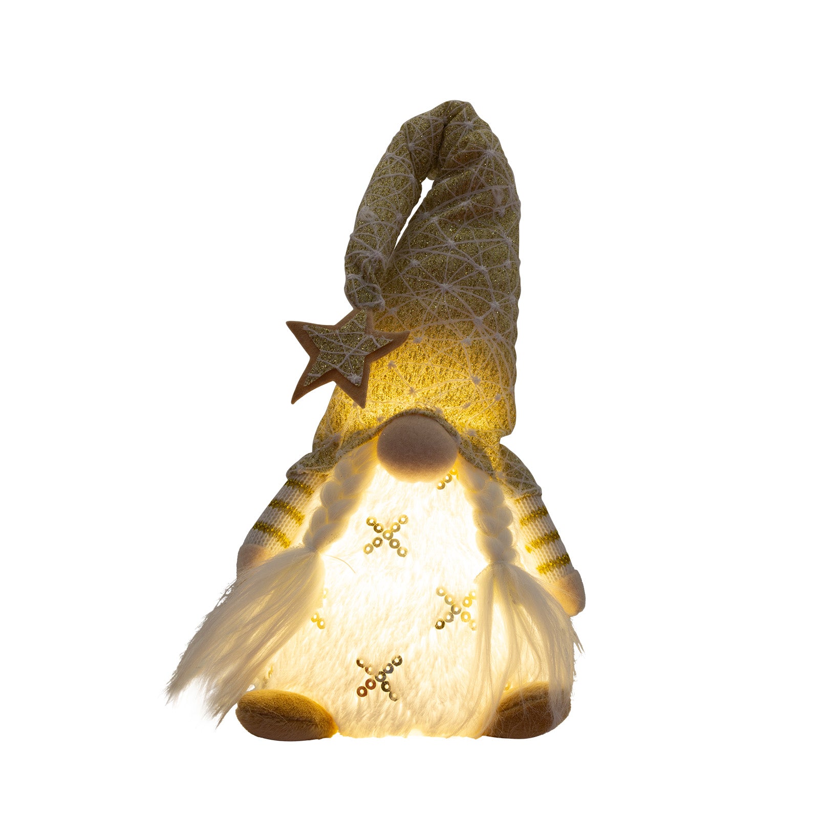 Wichtel mit LED sitzend 25cm (42cm) 2 Designs leuchtet warmweiß