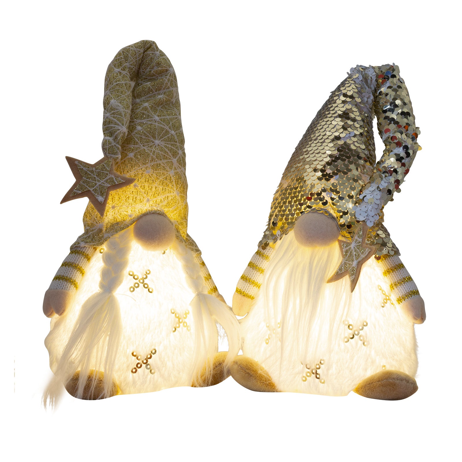 Wichtel mit LED sitzend 25cm (42cm) 2 Designs leuchtet warmweiß