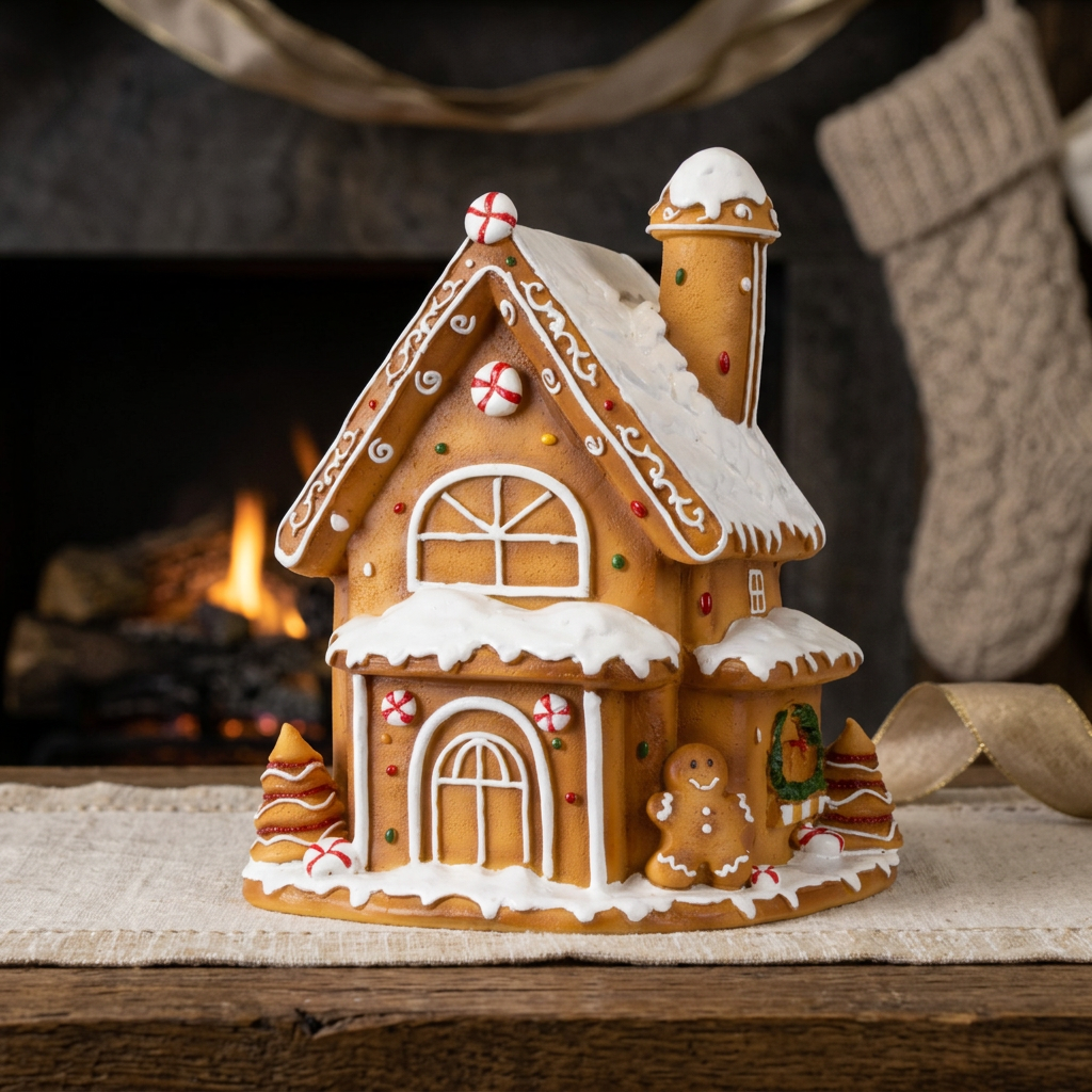 Gingerbread House 18 cm – Handcrafted Decorative House with Gingerbread Man and Icing | Christmas Decoration