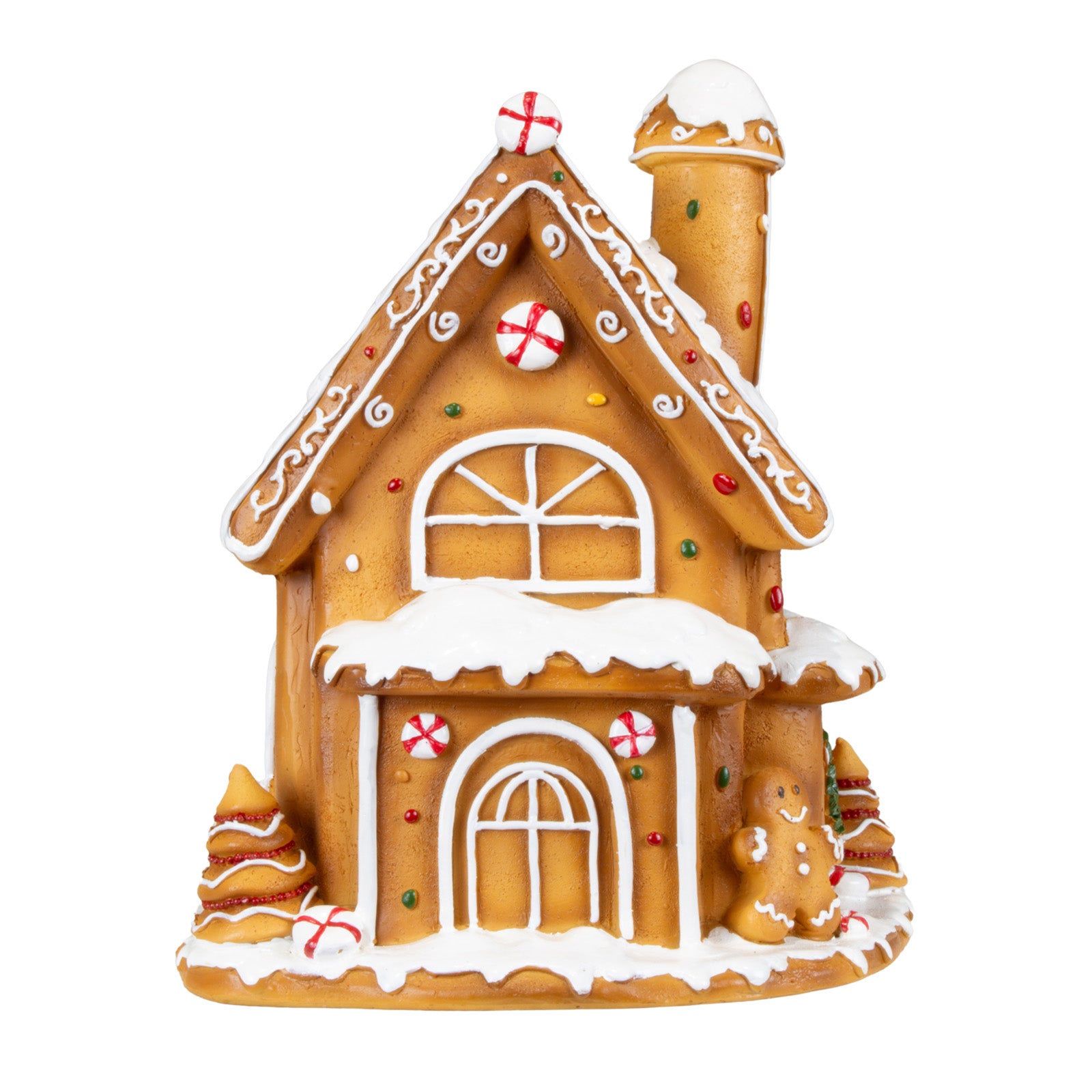Lebkuchenhaus 18 cm – Handgefertigtes Dekohaus mit Lebkuchenmann und Zuckerglasur | Weihnachtsdekoration