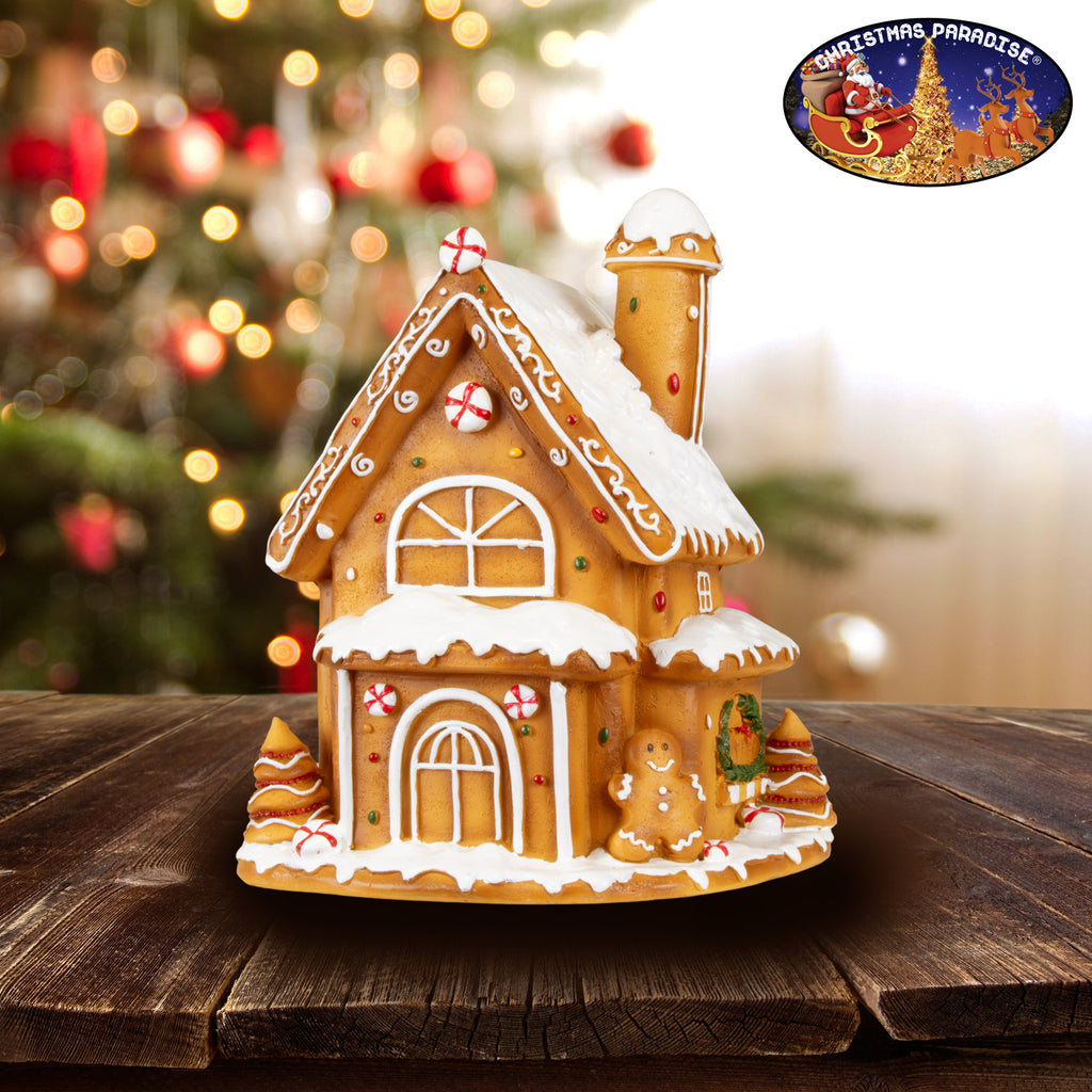 Lebkuchenhaus 18 cm – Handgefertigtes Dekohaus mit Lebkuchenmann und Zuckerglasur | Weihnachtsdekoration