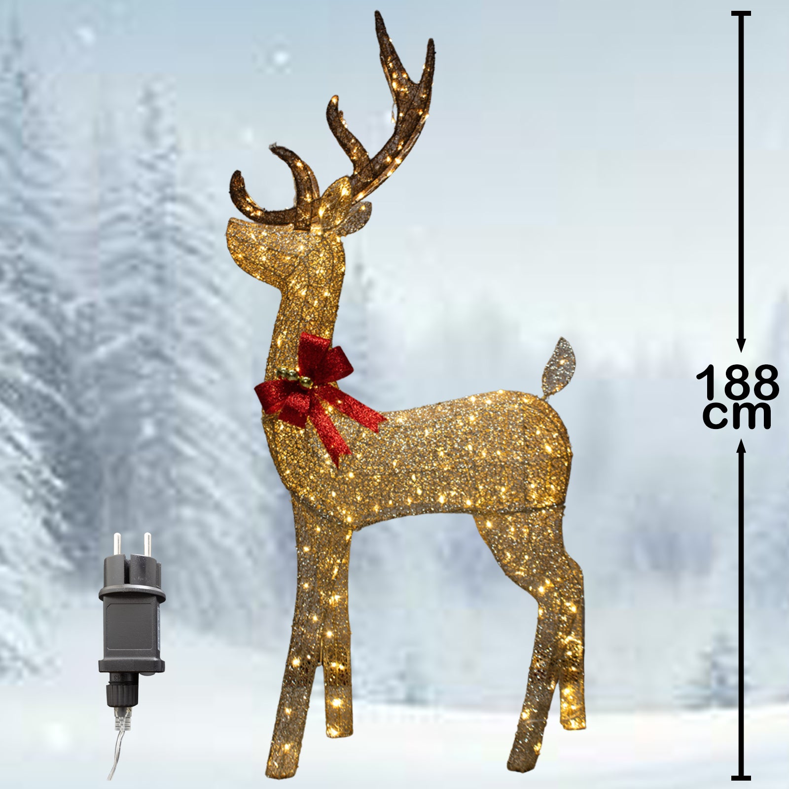 LED XXL Rentier 188 cm Weihnachtsdeko Outdoor & Indoor