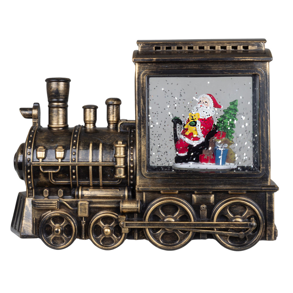 LED Schneelaterne Lokomotive 23 cm mit Schneeflocken & Licht Batteriebetrieb
