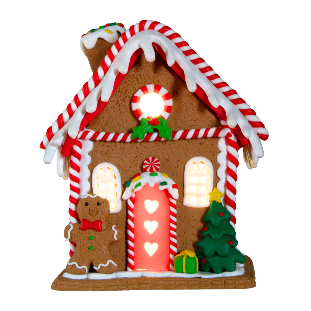 LED Lebkuchenhaus 18cm braun und rot