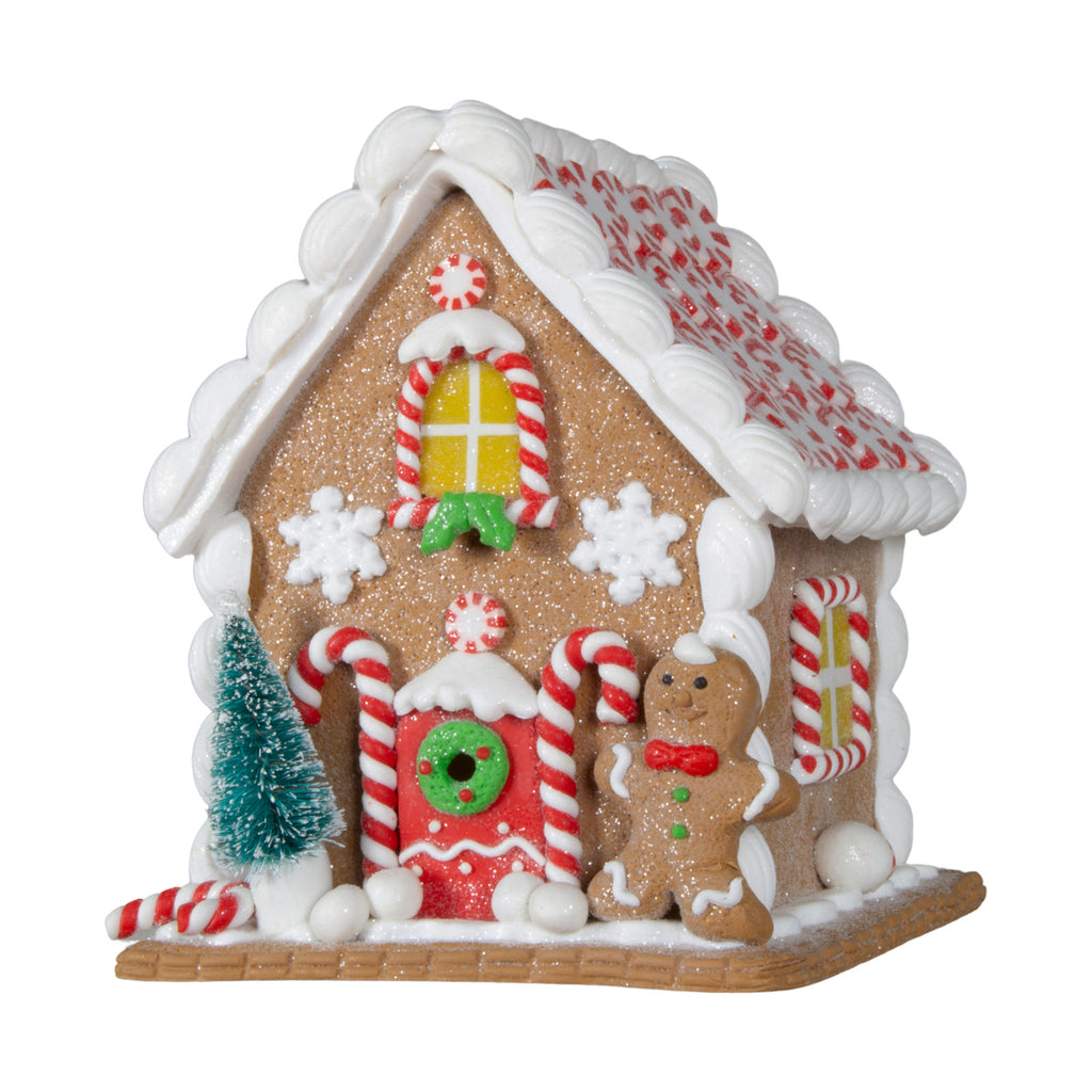 LED Lebkuchenhaus 14cm braun