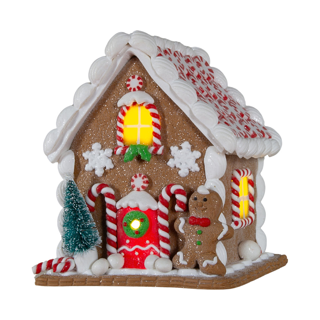 LED Lebkuchenhaus 14cm braun