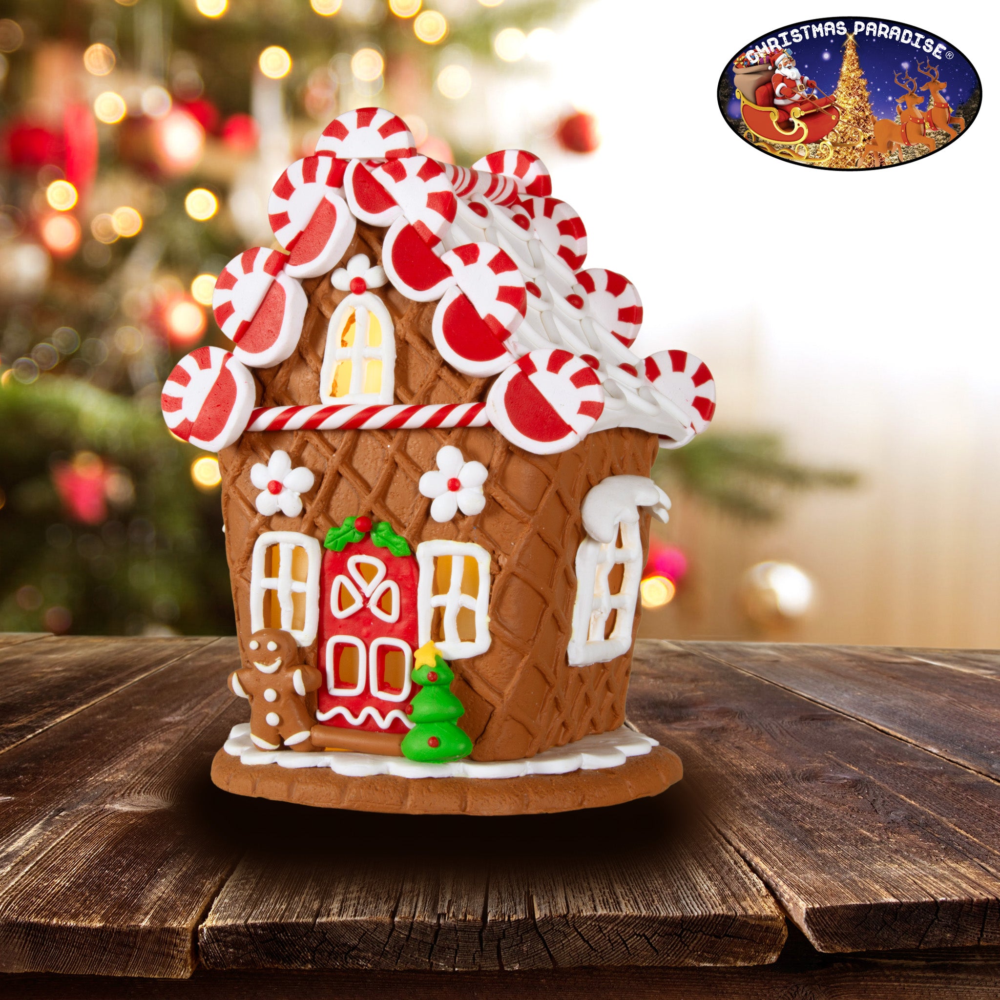 LED Lebkuchenhaus 14cm bunt