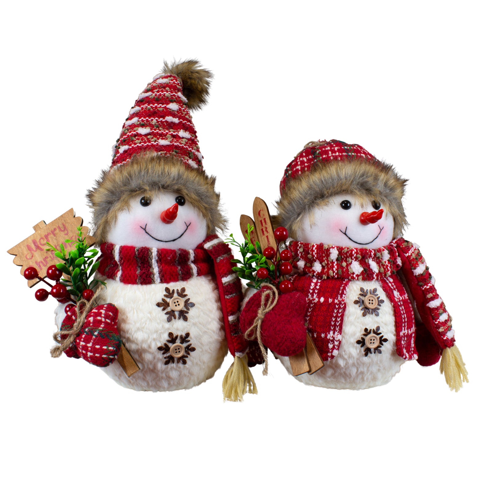 Dekofigur Schneemann 31cm (45cm), sitzend, 2 Stück