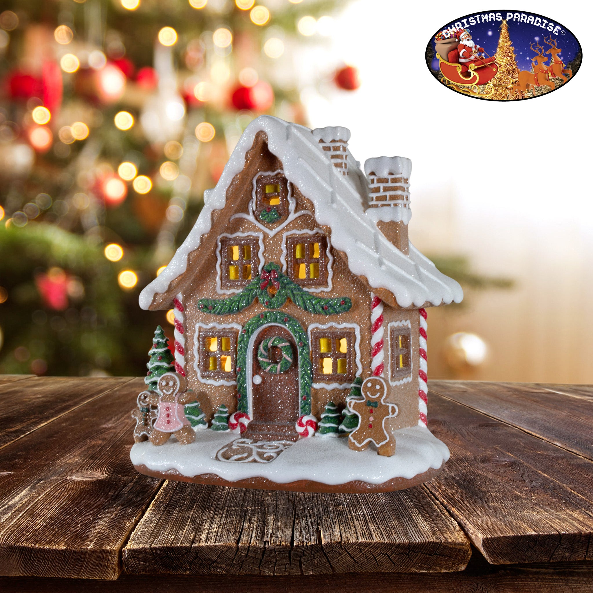 LED Lebkuchenhaus 24cm bunt