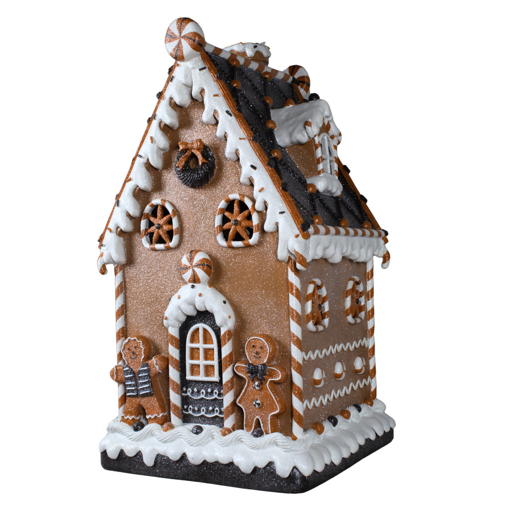 LED Lebkuchenhaus 51cm braun und weiß