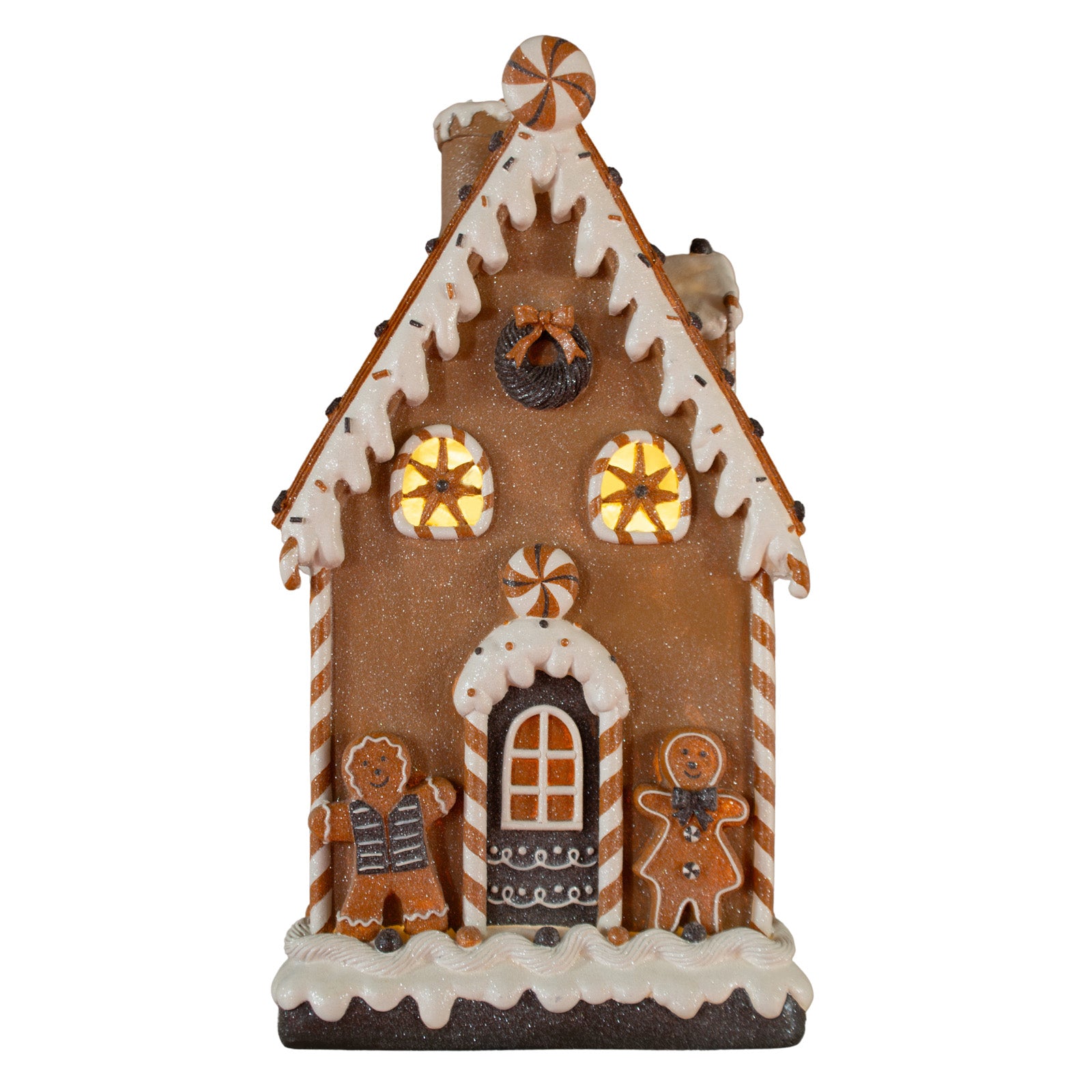 LED Lebkuchenhaus 51cm braun und weiß