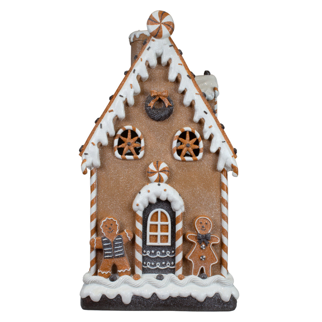 LED Lebkuchenhaus 51cm braun und weiß