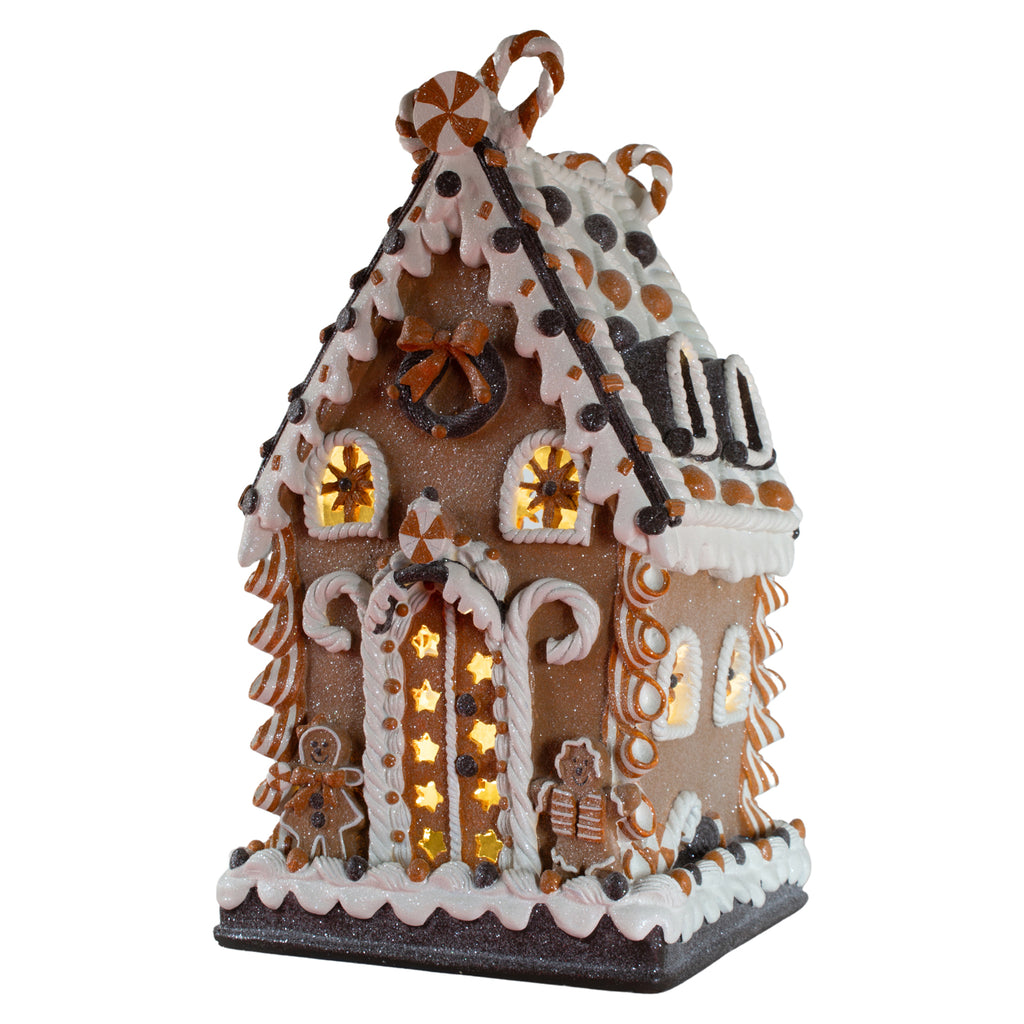 LED Lebkuchenhaus 38cm braun und weiß