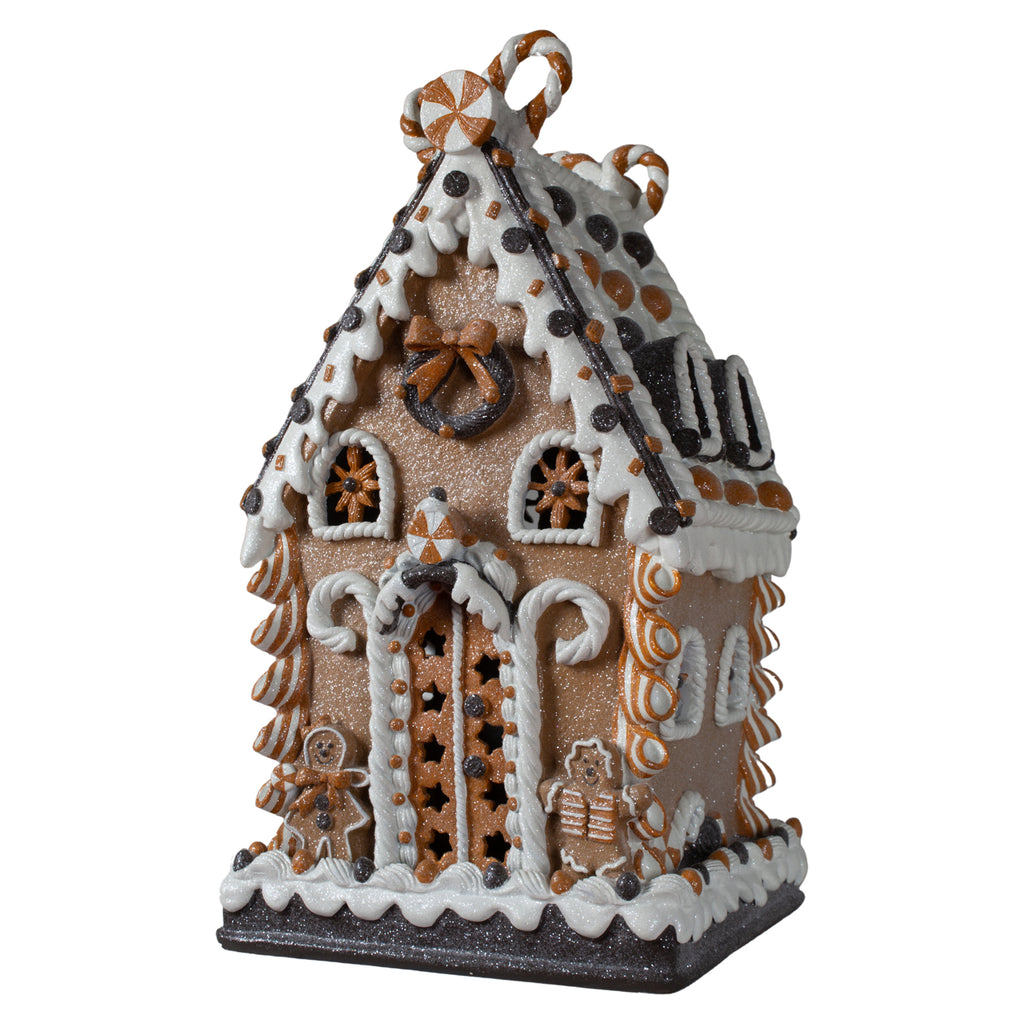LED Lebkuchenhaus 38cm braun und weiß