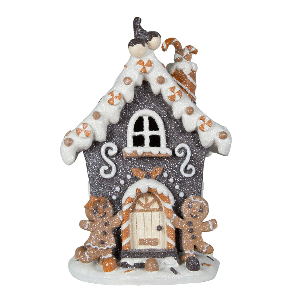 LED Lebkuchenhaus 20cm dunkelgrau