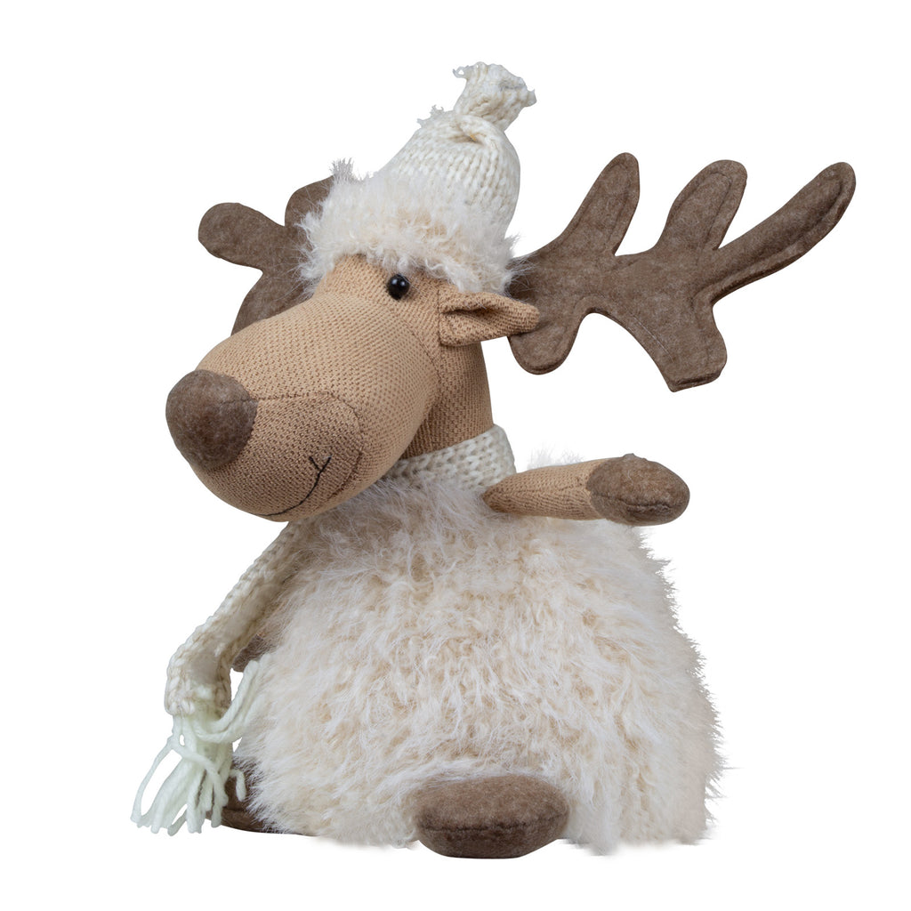 Elch sitzend 33cm (46cm) 2 Designs Flauschige Deko Stoffiguren 2 Stück