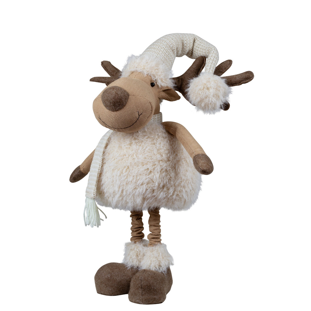 Elch ausziehbar 43-67cm (71-92cm) Dekofigur mit flauschigem Körper und Teleskopbeinen
