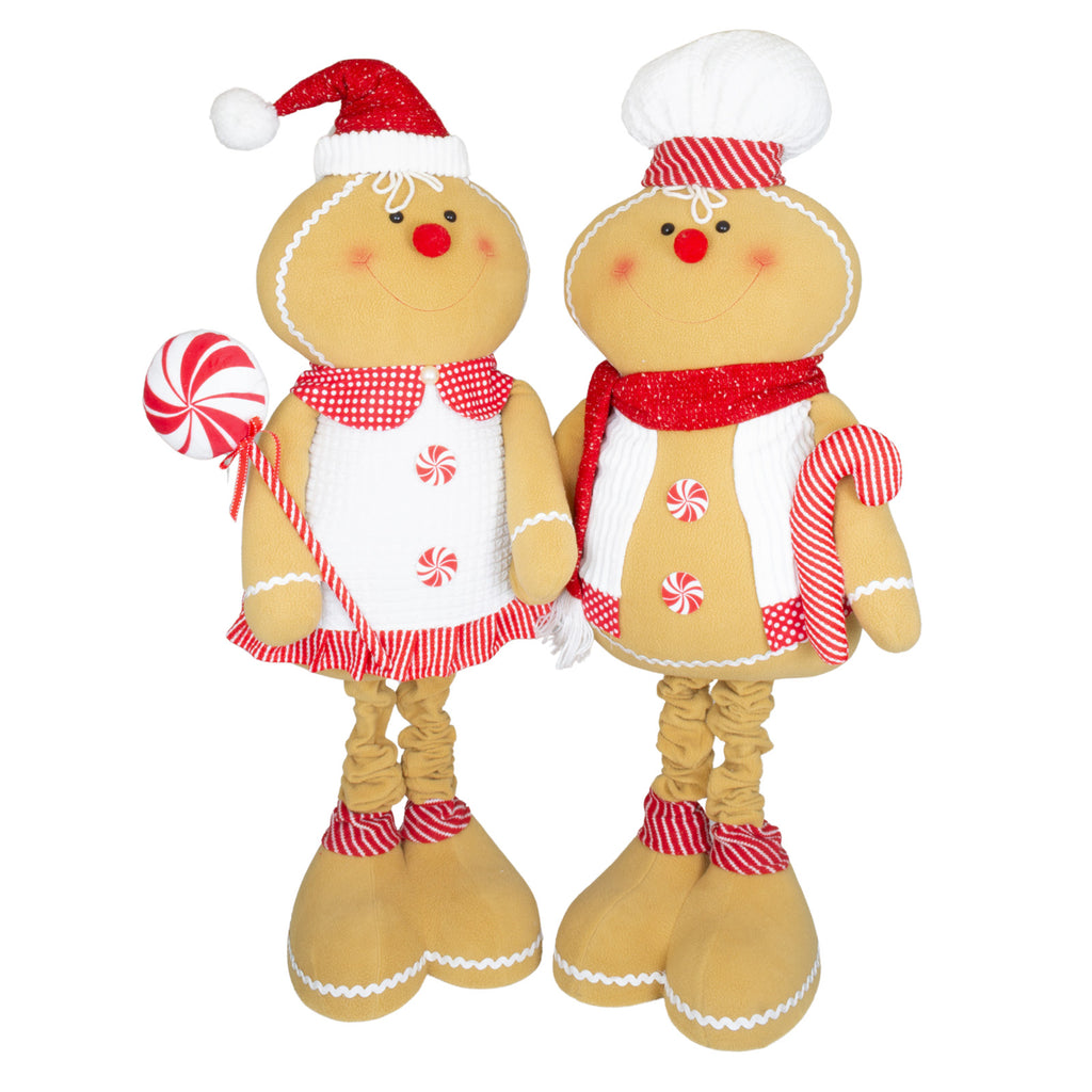 Lebkuchenfigur ausziehbar 75-136cm (96-160cm) Dekofigur 2 Designs mit Zuckerstange