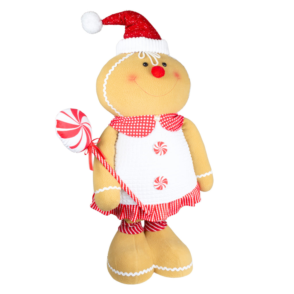 Lebkuchenfigur ausziehbar 75-136cm (96-160cm) Dekofigur 2 Designs mit Zuckerstange