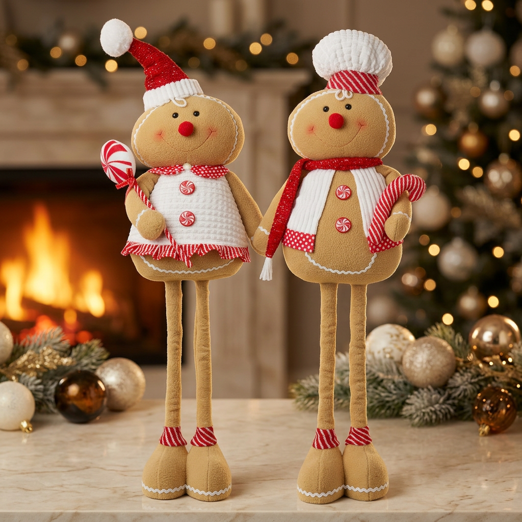 Lebkuchenfiguren ausziehbar 64-100cm (77-115cm) Dekofigur 2 Designs mit Zuckerstange