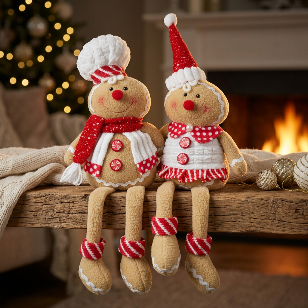 Lebkuchenfiguren Kantenhocker 26cm(45cm) Dekofigur sitzend 2 Designs