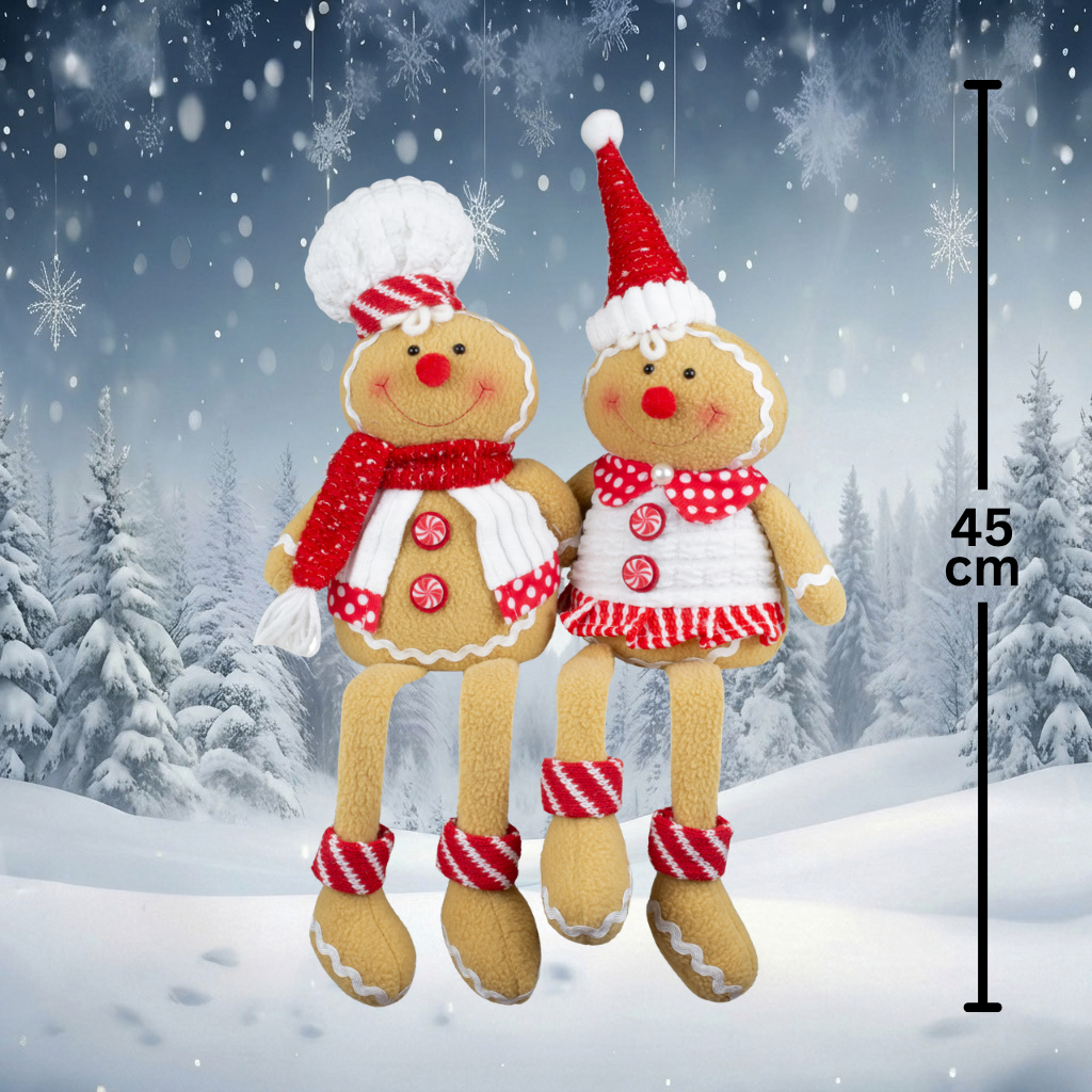 Gingerbread Figures Edge Sitters 26cm(45cm) Decorative Figure Sitting 2 Designs