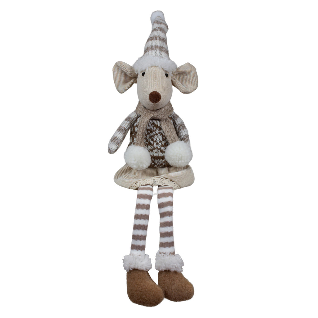 Maus sitzend 22cm (43cm) Dekofigur Kantnehocker 2 Designs beige