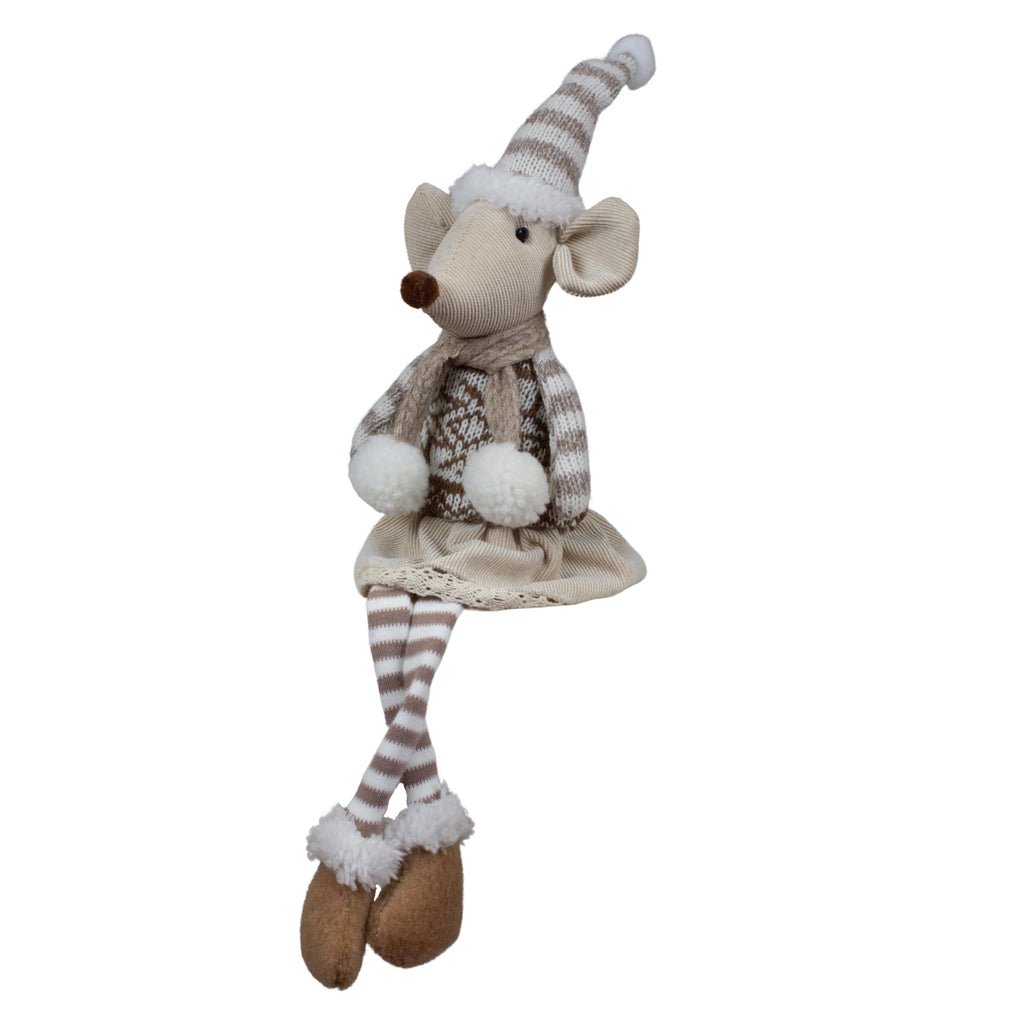 Maus sitzend 22cm (43cm) Dekofigur Kantnehocker 2 Designs beige