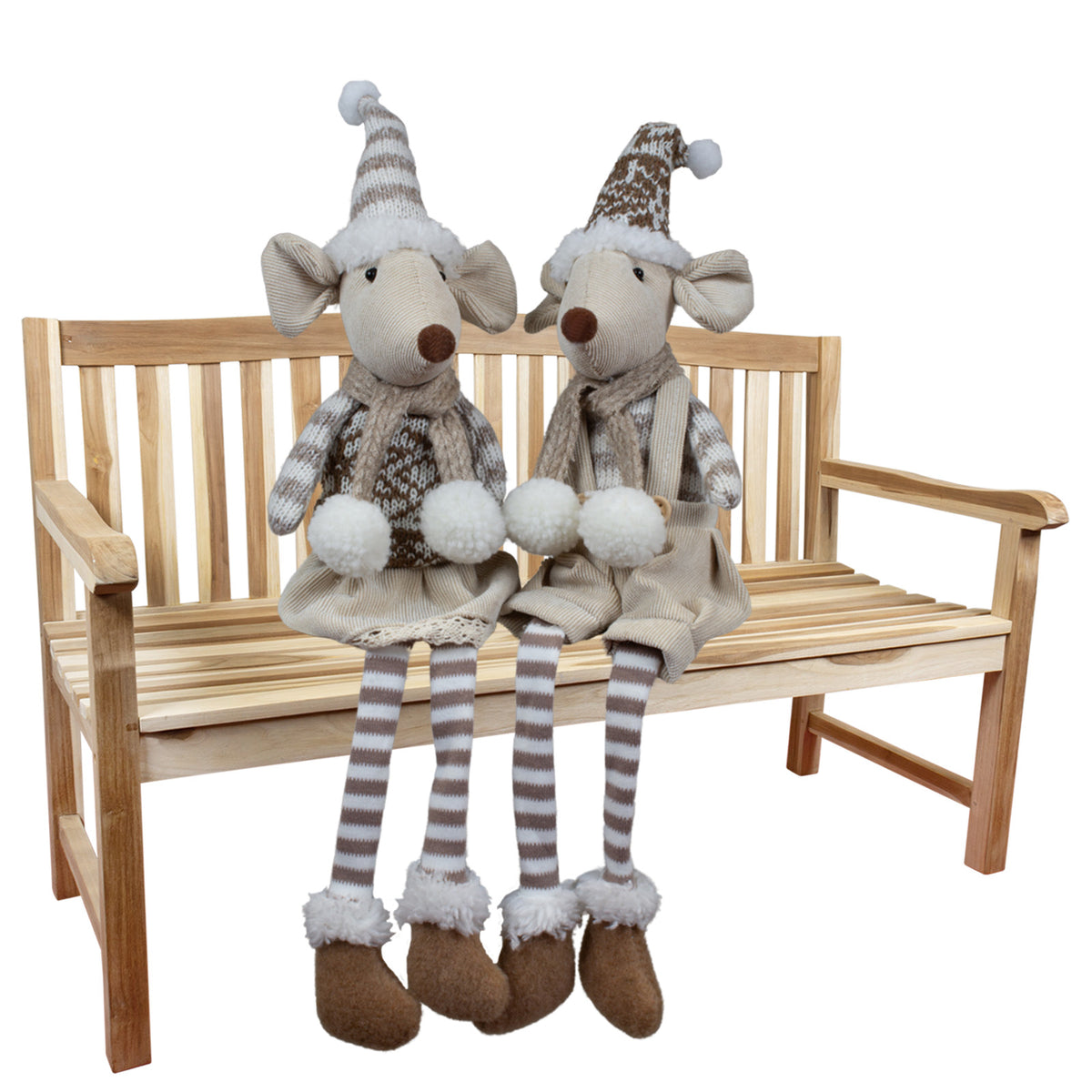 Maus sitzend 22cm (43cm) Dekofigur Kantnehocker 2 Designs beige
