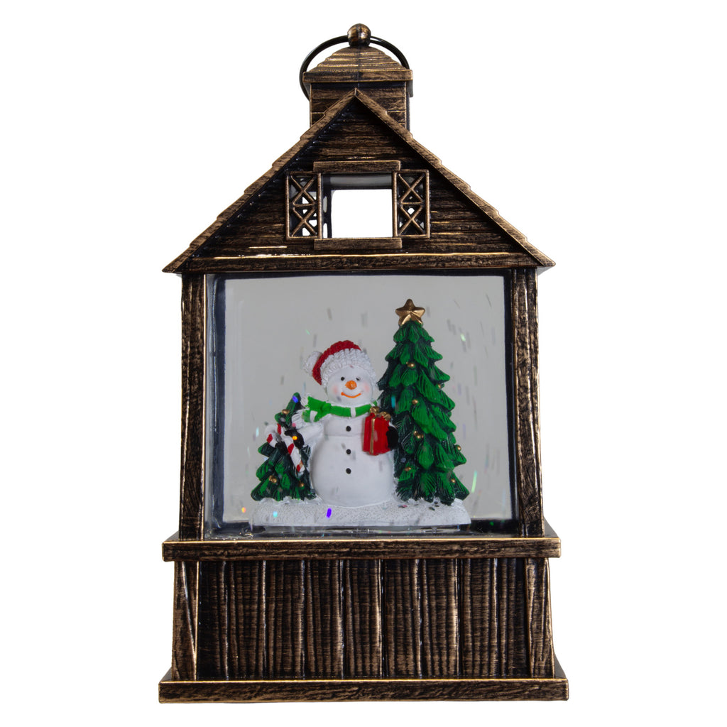 LED Schneelaterne Weihnachtsmann und Schneemann 17cm 2 Designs + Musik