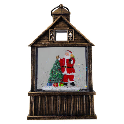 LED Schneelaterne 2er set Weihnachtsmann und Schneemann 17cm + Musik