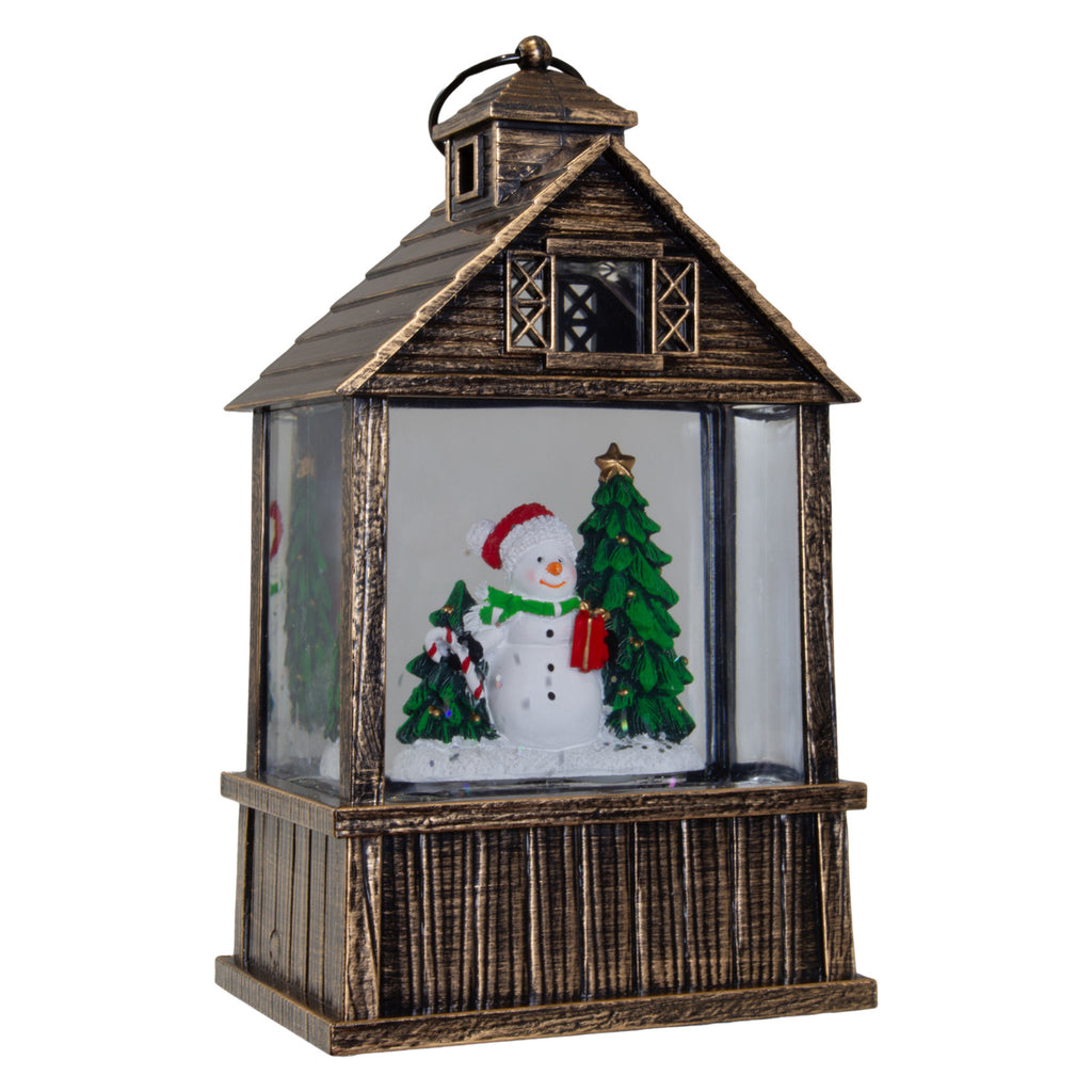 LED Schneelaterne Weihnachtsmann und Schneemann 17cm 2 Designs + Musik