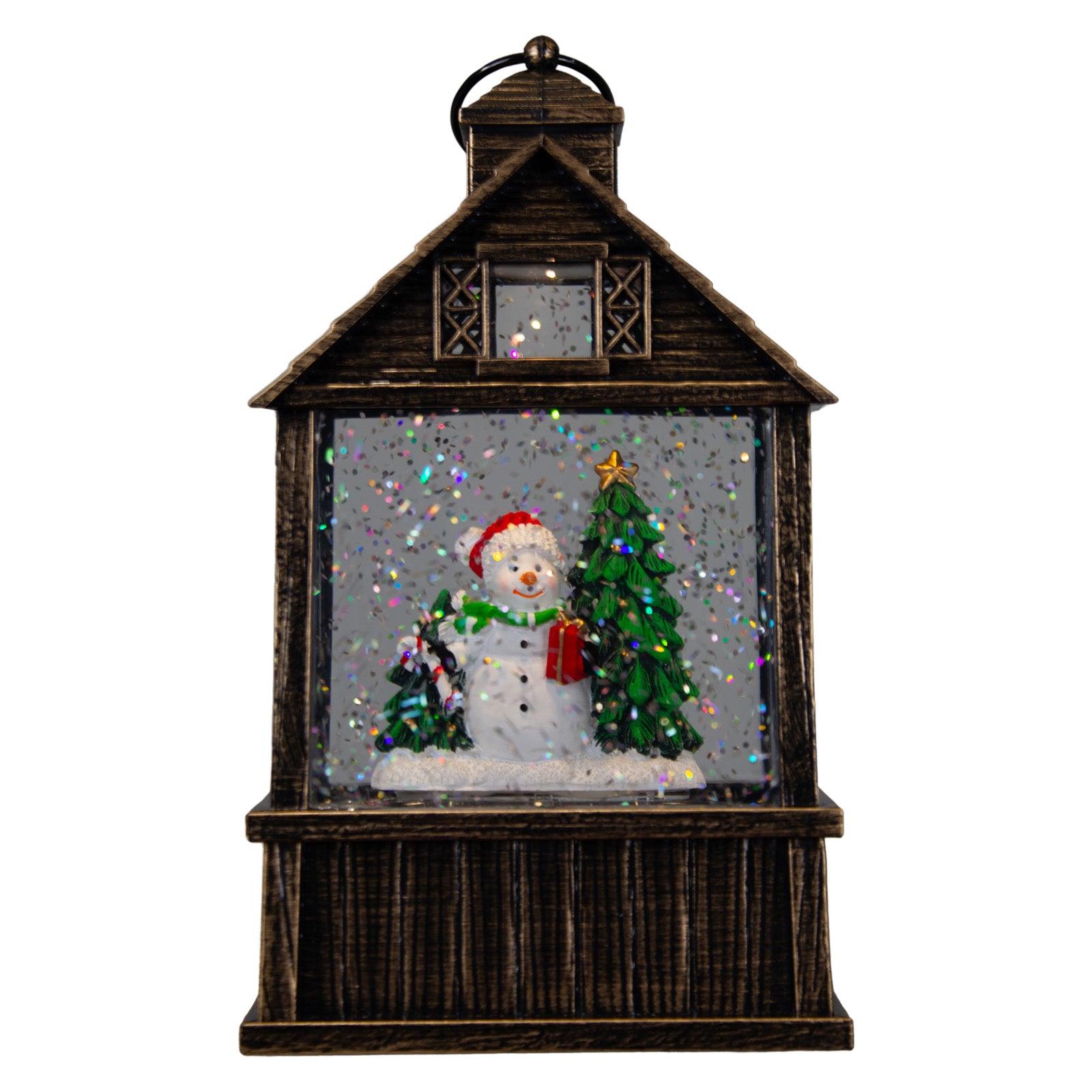 LED Schneelaterne Weihnachtsmann und Schneemann 17cm 2 Designs + Musik