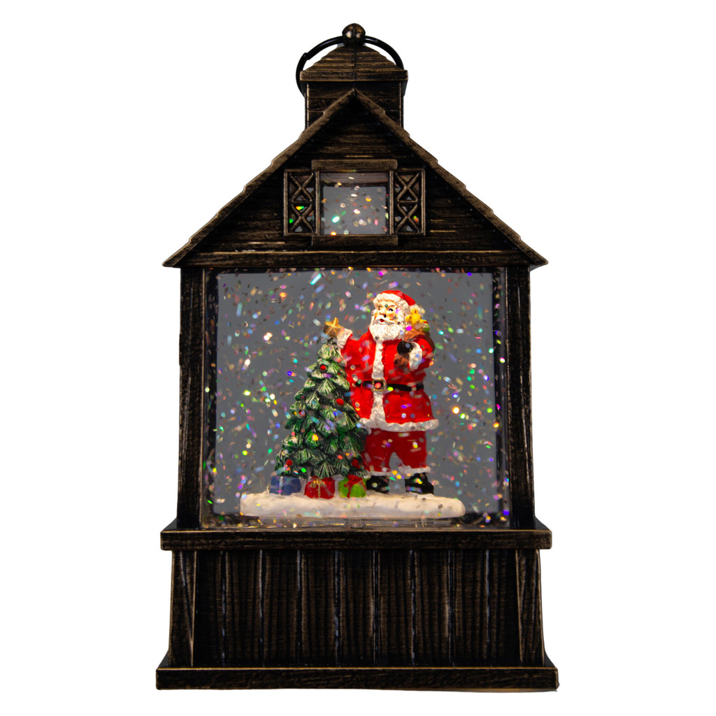 LED Schneelaterne Weihnachtsmann und Schneemann 17cm 2 Designs + Musik