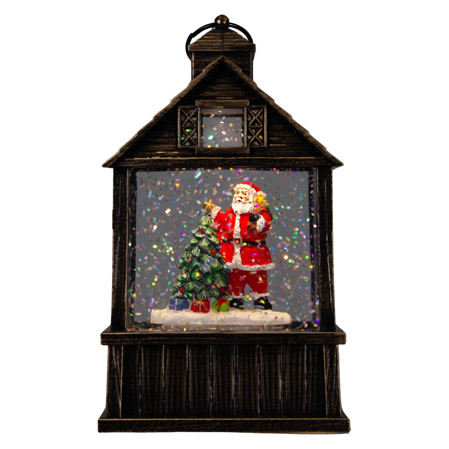 LED Schneelaterne 2er set Weihnachtsmann und Schneemann 17cm + Musik